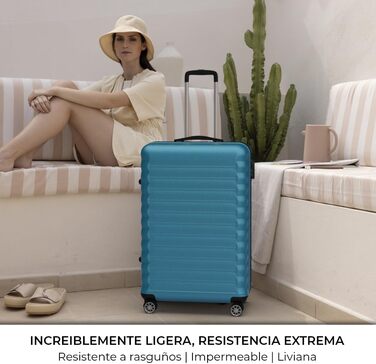 Набір валіз NEWTECK 4 шт. (75см, 63см, 53см, культиватор), ABS, жорсткий, водостійкий, з коліщатами, з замком (Блакитний)