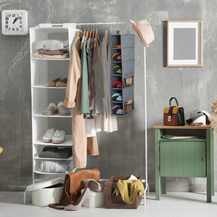 Relaxdays Closet Hanging Shelf with 6 Compartments