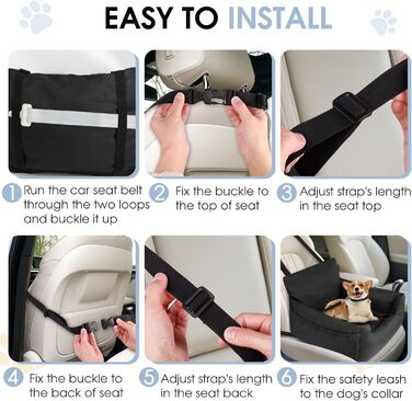 Автомобільний лежак для собак, автокрісло для собак, лежак для маленьких собак, кошик для собак у машину з знімним, пральним подушкою та 2 відділеннями для зберігання (Чорний, 54x52x35 см)