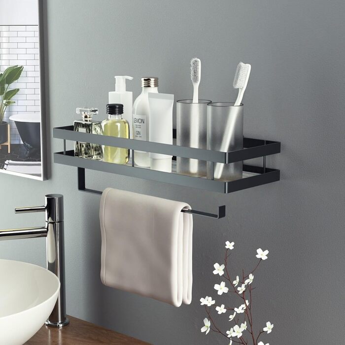 Настінна полиця для спецій та кухонного приладдя, 2 шт. сіра та чорна