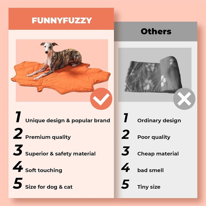 М'який килимок для собак та котів FUNNY FUZZY з дизайном листя, двосторонній, для ліжка, дивану, підлоги, захист меблів, гінкго-жовтий (клен-червоний)