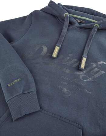 Худі DENIMFY для чоловіків, Regular Fit, з капюшоном, принт, бежевий, зелений, синій, чорний, сірий, розміри S-5XL (M, Navy-anthra-mineral Green)