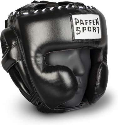 Paffen Sport PRO Mexican Boxing Headgear - Sparring Headguard for Kickboxing, Muay Thai - White (M/L, Black)