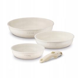 Набір сковорідок для індукційних плит зі знімними ручками Starke Pro Compacti Cream (20/24/28 см)