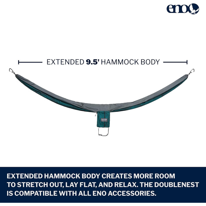 Гамак подвійний ENO DoubleNest Print Berge Zum Meer, сірий - для кемпінгу, 1-2 особи