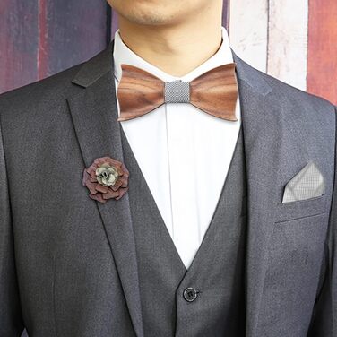 Набір краваток Mr.Van Holzfliege з дерева: краватка, запонки, брош, нагрудна хустинка (срібло)