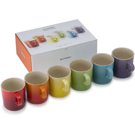 Le Creuset 6-Piece Stoneware Mug Set, 350 ml, Rainbow, 79114358359030