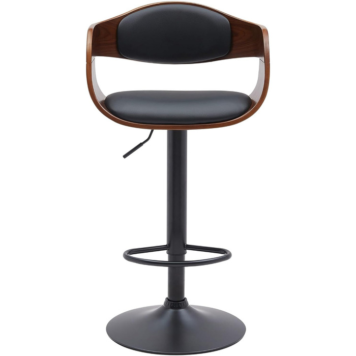 Kingston Adjustable Bar Stool with Premium Faux Leather Cushion - Walnut/Black