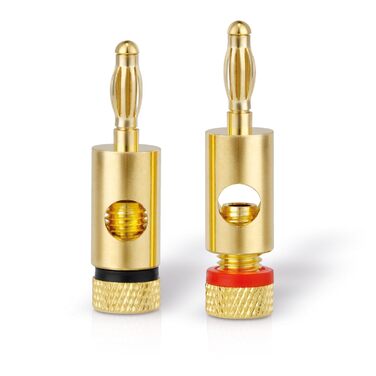 Бананові роз'єми Premium 8 шт для акустичних кабелів 6mm², позолочені 24K, червоно-чорний набір