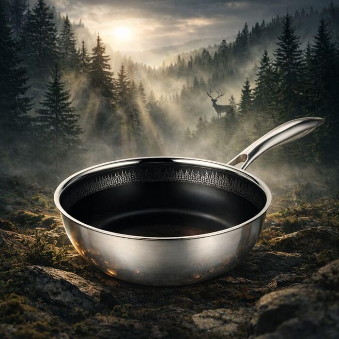 FIXLINE® Сковорода Black Forest 28 см з антипригарним покриттям без PTFE, сумісна з усіма типами плит (включаючи індукцію), можна використовувати в духовці до 230°C, легко миється, ідеальна ідея для подарунка