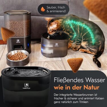 Автоматичний годівниця та фонтанчик для котів 2в1 з Wi-Fi, 3L, без залежності від сонця