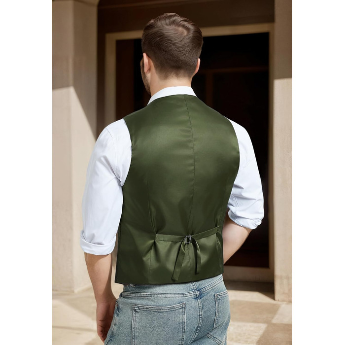 Жилет чоловічий HISDERN в стилі Herringbone, для весілля, Tweed, базовий, оливковий (S)