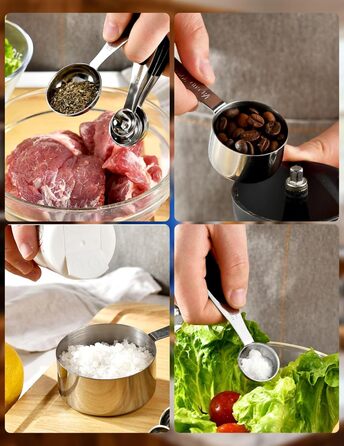 Набір мірних ложок та стаканів з нержавіючої сталі, 10 шт. – кольоровий набір для випічки та кухні, можна мити в посудомийній машині