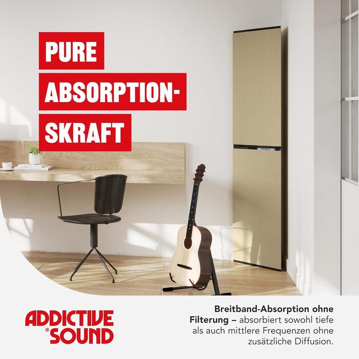 Кутова басова пастка Addictive Sound Bassfalle Ecke Premium, акустична панель для поглинання низьких частот (80-2000 Гц), антрацит, 100 см