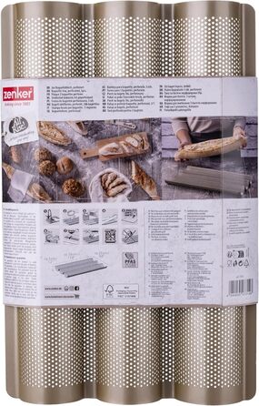 Форма для багетів Zenker 3 шт., антипригарна, до 230°C, золота