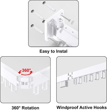 Висувна сушарка для білизни настінна з гачками. Компактна сушарка для балкона, білизни, ванної кімнати, спальні (Білий, 2 розкладні полиці, Білий)