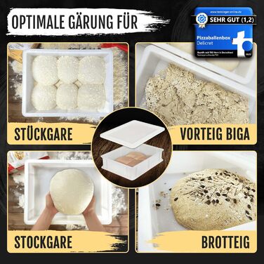 DELICRET - Pizza Starter Kit | First-class pizza ingredients for unforgettable enjoyment | Pizza Ball Box (1x Box & 1x Lid & 1x Spatula)