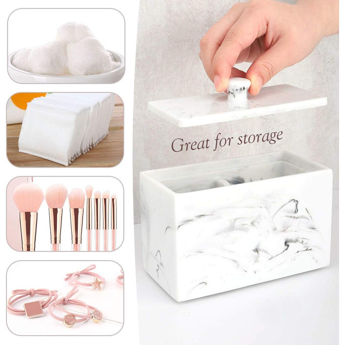 Органайзер для ватних паличок та дисків Luxspire з 2 відсіками. Косметичний бокс для зберігання ватних паличок, дисків та інших аксесуарів. Білий колір.