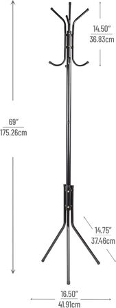 Mind Reader Alloy Collection Coat Rack with 11 Hooks, Metal, Colored (Black)