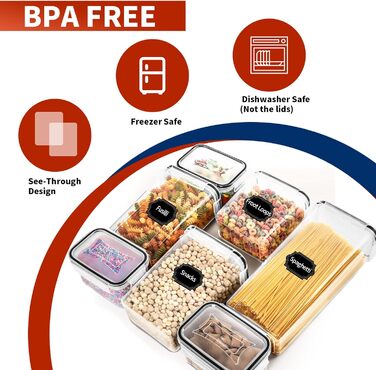 Набір контейнерів для зберігання Skroam (24 шт.), BPA-free, для крупи, цукру, борошна, з етикетками (чорний)