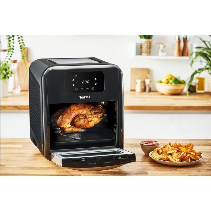 Аерофритюрниця Tefal Easy Fry Oven & Grill 9-в-1, 11 л, 6 порцій, 7 аксесуарів, 8 програм, онлайн-рецепти, без масла, швидка, енергоощадна, чорна