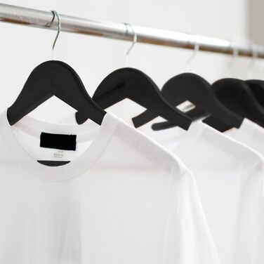 Плечики для одягу KEPLIN Starker з натурального дерева (30 шт.) з поворотним гачком 360° та перекладиною для штанів. Підходять для пальто, жакети, костюми. Економія місця в шафі. Чорний колір, 20 шт.