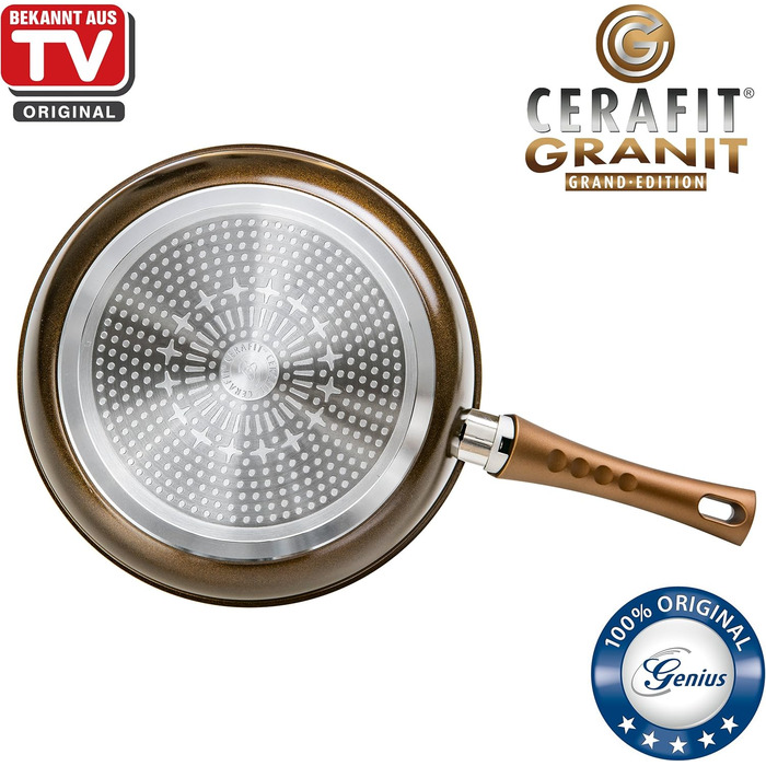 Набір сковорідок Genius Cerafit Fusion (7 шт.) з керамічним покриттям | 28 x 28 см, смарагдовий, антипригарне покриття Lotus, легке миття