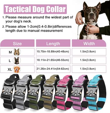 Тактичний нашийник для собак Ledeak з ручкою, регульований, широка підкладка, нашийник з металевою застібкою, навчальний нашийник для собак (фіолетовий, M)