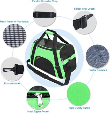 Транспортувальна сумка для тварин (кіт, собака, кролик, хом'як) - зелена, 47x27x28 см, до 5 кг