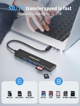 Lemorele Док-станція USB C хаб 11 в 1: 2*HDMI 4K, 3 USB 3.0/2.0, VGA, PD 100W, Audio, SD/TF, для Windows, MacBook, Dell, HP, Lenovo, Surface