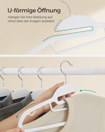 Плечики для одягу SONGMICS, 20 шт., пластикові, з поворотним гачком, 41.5 см, сірі