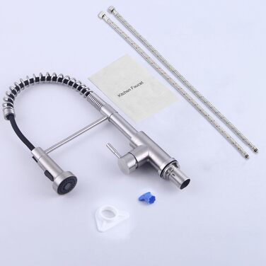 Чорний кухонний змішувач з висувною лійкою, високий поворотний вигин, 2 режими розпилення, нержавіюча сталь, шорстка поверхня