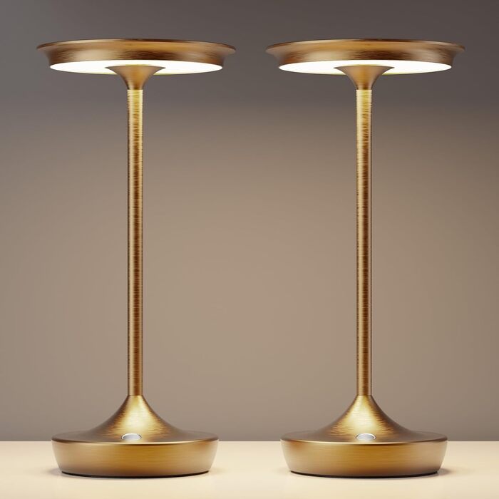 LED настільна лампа бездротова IP54 для вулиці та дому: перезарядна, сенсорна, 3 кольори, 6000mAh, 2 шт.