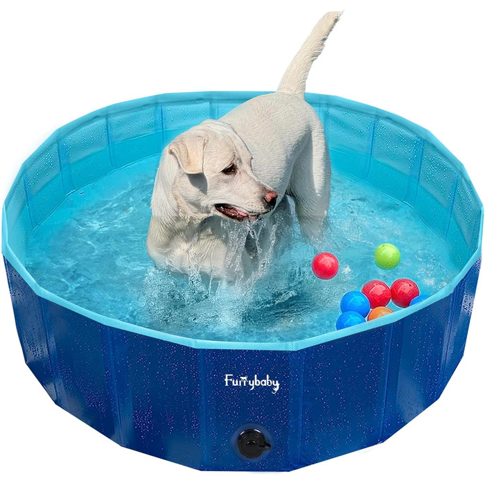 Foldable Dog Pool for Dogs, Dog Cushion Pool, Portable, for Dog Bathing, Plastic, Large, Hard, Children's Pool (100 x 30 cm) (Small(80 x 20cm), Blue)