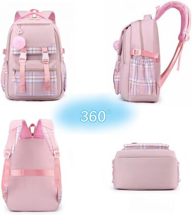 Рюкзак для підліток та жінок, 17 дюймів, легкий, естетичний, для подорожей, навчання, роботи (рожевий)