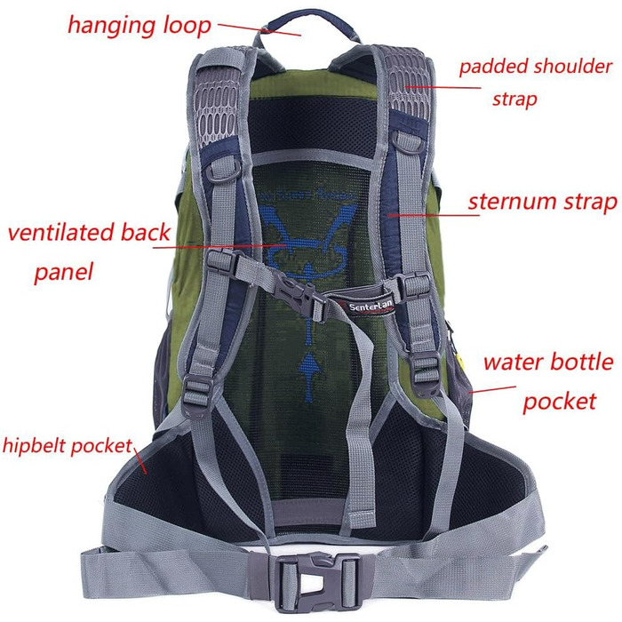 EGOGO 30L Waterproof Hiking Backpack Camping Backpack with Rain Cover Running Cycling Outdoor S2310 (Green)