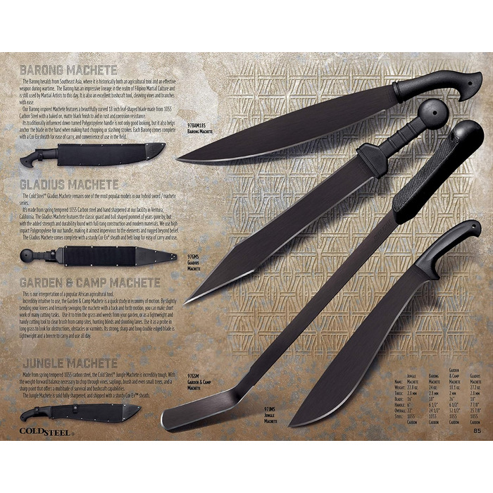 Мачете Cold Steel Jungle з вуглецевої сталі 1055, багато кольорів, універсальний розмір