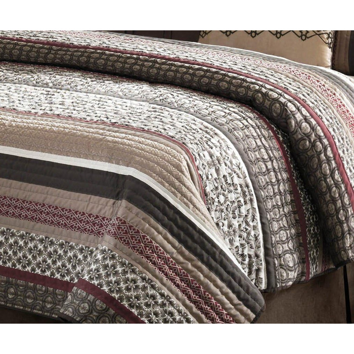 Комплект постільної білизни Madison Park Princeton: ковдра, покривало, наволочки, декоративна подушка, блакитний, Full/Queen (90'x90'), 5 предметів