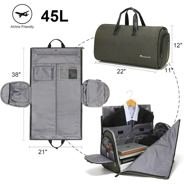 Garment Bag Suit Cover for Men Women, Suit Travel Bag, Clothes Bags Shoe Bag - 2 in 1 Hanging Suitcase Garment Travel Bags, High-Quality Garment Bag for Suit and Dress (A-coffee)