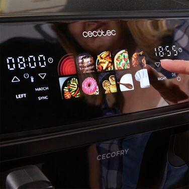 Cecotec Oil-Free Hot Air Fryer - 10L - Grill Plate - Grill - Double Heating Elements - Cecofry & Grill Duoheat 10000. 2800W, Movable Dividing Wall, Temperature Control 40-200°C, 10 Menus
