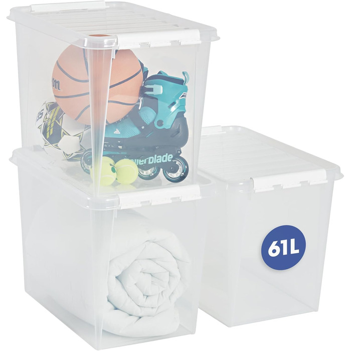 SmartStore - 4x Storage Box with Lid Classic 8L (34x25x16cm) | Stackable Box with Lid | Food-Safe Plastic Box | Plastic Box with Lid & Reinforced Corners | 10 Year Warranty (66 L)