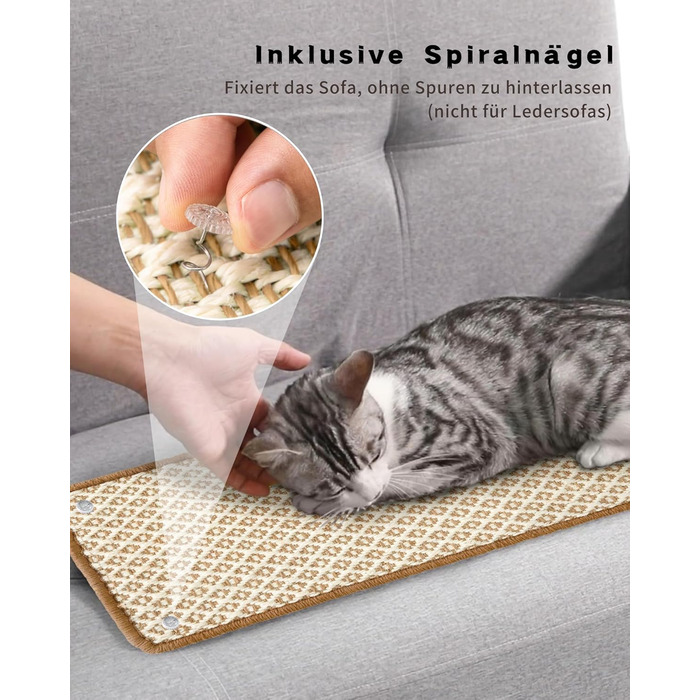 Килимок для котів JanYoo від подряпин, сизаль, 60x25 см (2 шт.), коричневий/бежевий