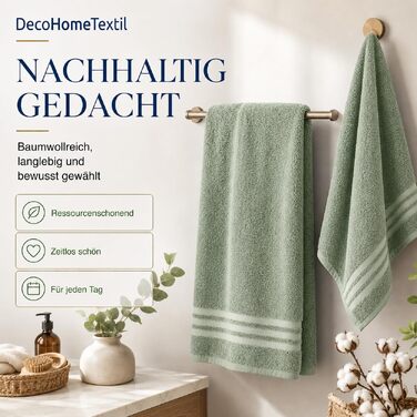 Набір рушників для рук DecoHomeTextil Eco (6 шт), 50x100 см, шавліковий зелений — екологічні, м'які та гігроскопічні махровий рушники