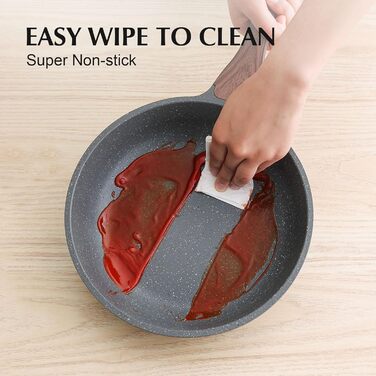 Набір посуду SENSARTE з антипригарним покриттям 13 предметів, гранітний, з кришками та силіконовими інструментами, сірий