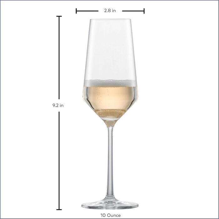 Schott Zwiesel 0026.112941 Tritan Crystal Glass Stemware Pure Collection Champagne Flute with Bubbly Spout, 200 ml, 2 Pieces, Transparent