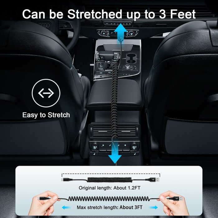 Кабель USB Type-C, 3 шт. (3M+2M+1M) для Samsung, Huawei, Xiaomi. Швидка зарядка, передача даних, нейлон.