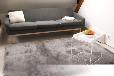 Шкіряний килим Floor Factory з високим ворсом Шэггі, Сатин / Кремовий, 140x200 см - елегантний, з шовковистим блиском