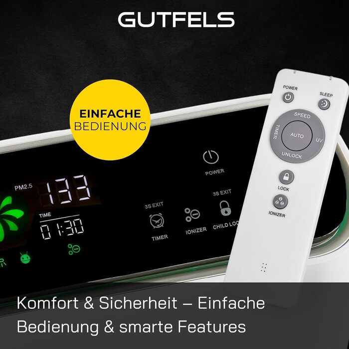 Повітряочисник та зволожувач повітря 2-в-1, 4-ступенева фільтрація, HEPA-11, бак для води, пульт ДУ, для приміщень 60-70 м², (LR 67014 we)