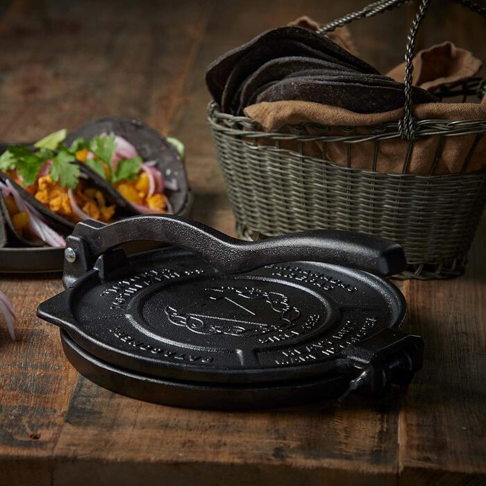 Пресс для тортилій Victoria, чавун HD, 20 см - для мексиканських тортилій, тако, арепа, кесадилья, емпанада, патаконе