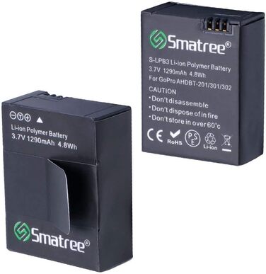 Акумулятор Smatree та швидке подвійне зарядне пристрій для GoPro HERO3+, HERO3 - заміна GoPro AHDBT-201, AHDBT-301, AHDBT-302, AHBBP-301, ACARC-001, AWALC-001 G3-1